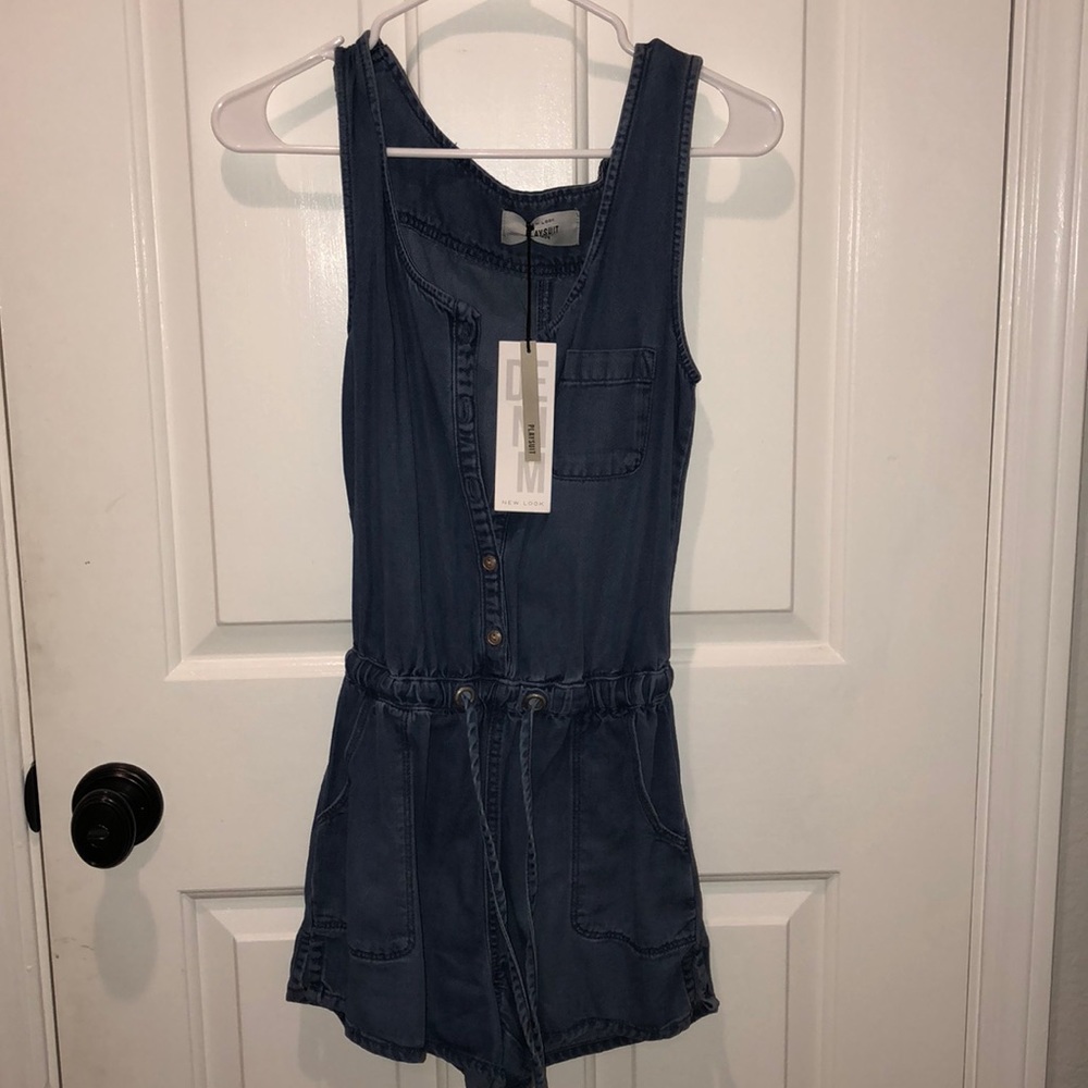 Denim medium wash romper